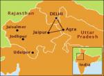 Golden Triangle (Zlatý trojúhelník) - mapka, Indie
